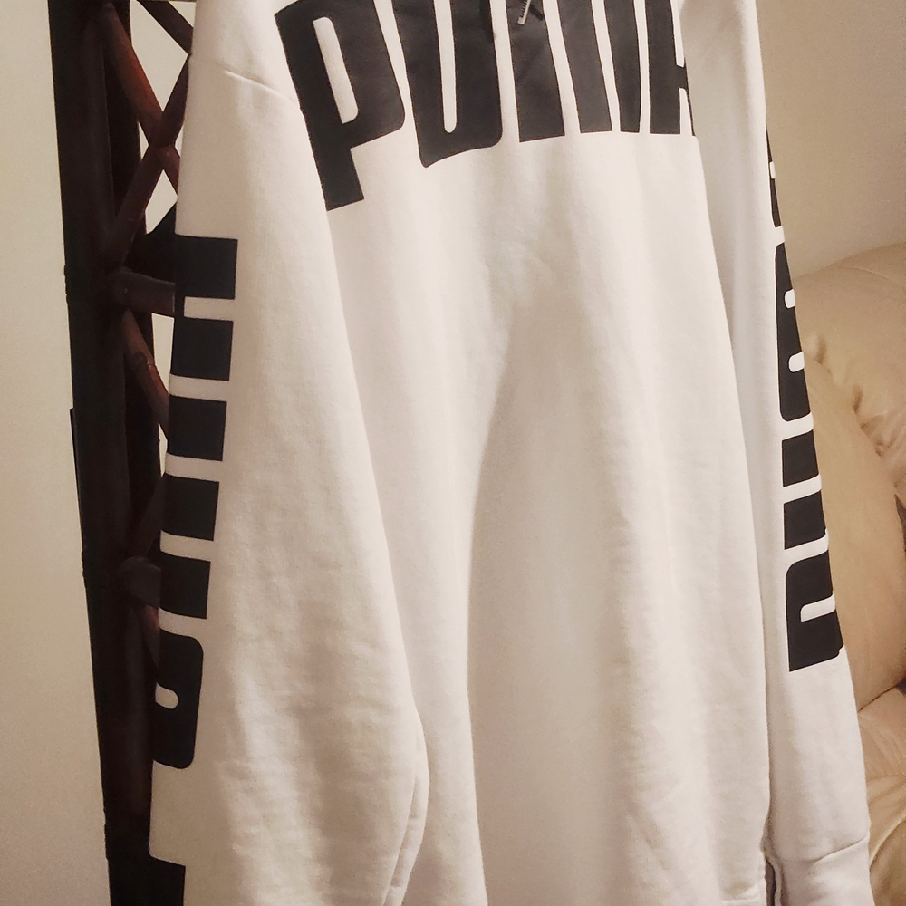 PUMA White Crewneck Sweatshirt with Black Logo